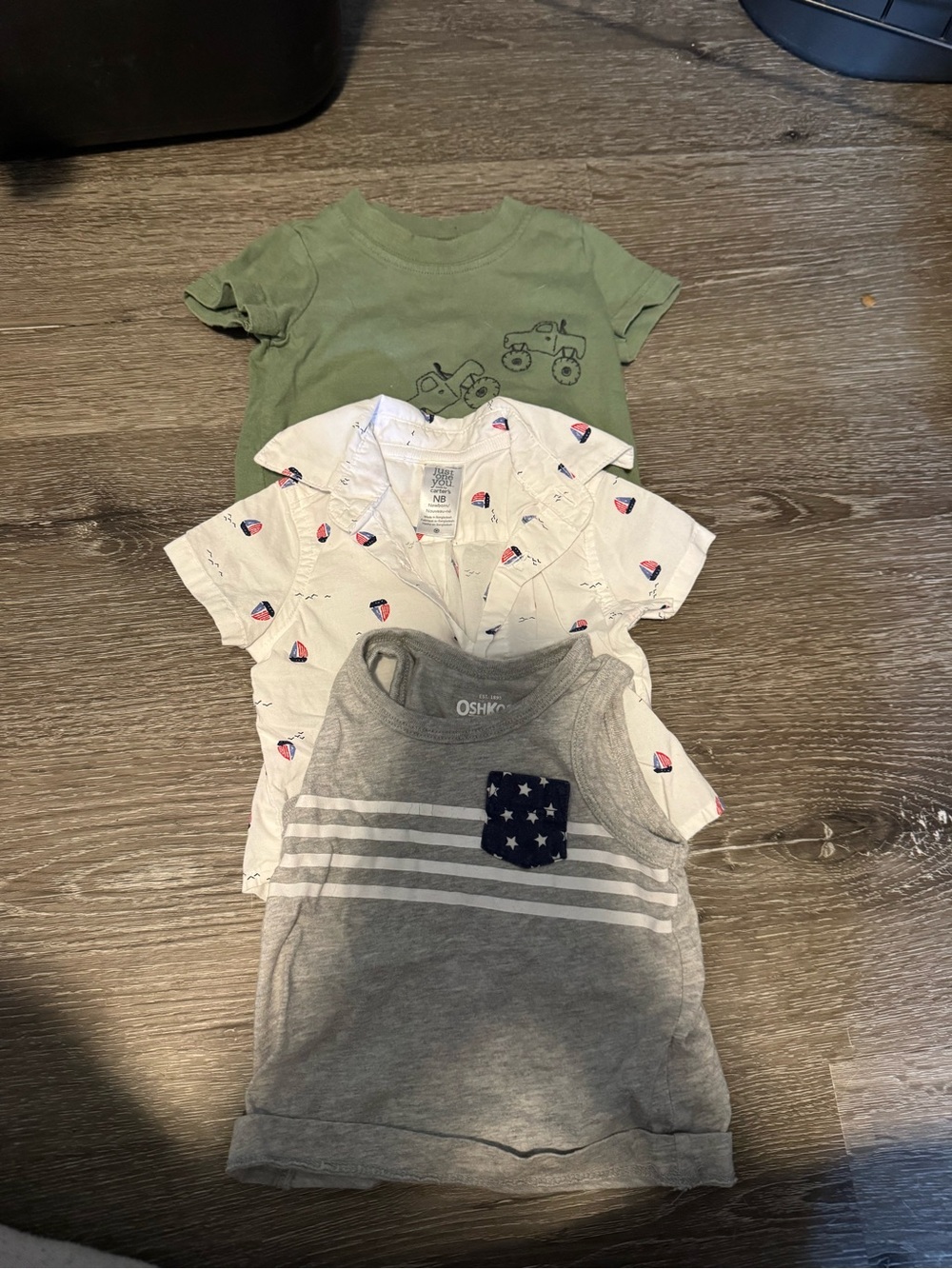 OshKosh B'gosh Gray Stripe Tank Top with Navy Star Pocket